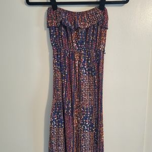 Trixxi Navy Floral Strapless Maxi Dress - Small